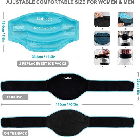 Ice Packs for Lower Back Pain Relief - 2 Cold Packs for Injuries Reusable Soft, Gel Wraps - Relief for Sciatic Nerve, Degenerative Disc Disease, Coccyx, Tailbone Pain - Sports Therapy and Recovery in Saudi Arabia