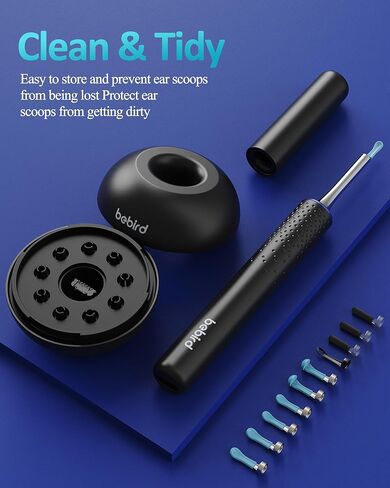 Ear Wax Removal Tool with Camera, Ear Cleaner with 7 Pcs Ear Set and 10 Replacement Soft Ear Spoons,10 megapixels HD Ear Camera, Earwax Removal with 6 LED Lights (Black) in Kuwait