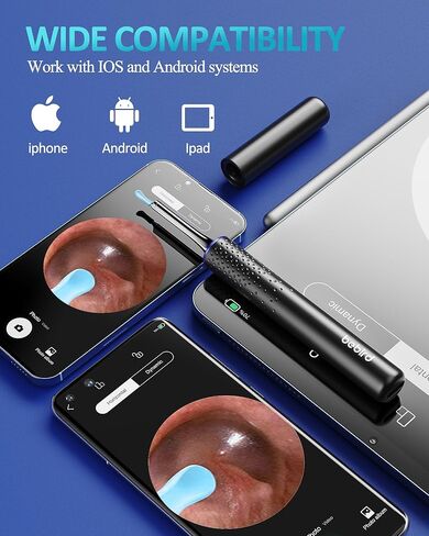 Ear Wax Removal Tool with Camera, Ear Cleaner with 7 Pcs Ear Set and 10 Replacement Soft Ear Spoons,10 megapixels HD Ear Camera, Earwax Removal with 6 LED Lights (Black) in Kuwait