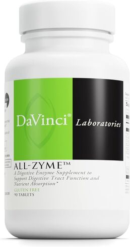 DAVINCI Labs All-Zyme - مكمل غذائي لدعم وظيفة الجهاز الهضمي وامتصاص العناصر الغذائية - مع الكالسيوم والبيبسين والبروميلين والبابين والبنكرياتين والمزيد - خالي من الغلوتين - 90 قرصًا in Saudi Arabia
