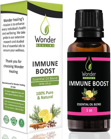 تعزيز المناعة (مقارنة بزيت اللصوص) مزيج طبيعي 100% من القرنفل والقرفة والليمون وإكليل الجبل والأوكالبتوس، من ووندر هيلينج (30 مل) in Kuwait