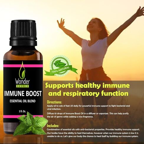 تعزيز المناعة (مقارنة بزيت اللصوص) مزيج طبيعي 100% من القرنفل والقرفة والليمون وإكليل الجبل والأوكالبتوس، من ووندر هيلينج (30 مل) in Kuwait
