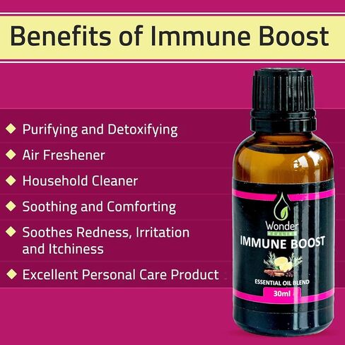 تعزيز المناعة (مقارنة بزيت اللصوص) مزيج طبيعي 100% من القرنفل والقرفة والليمون وإكليل الجبل والأوكالبتوس، من ووندر هيلينج (30 مل) in Kuwait