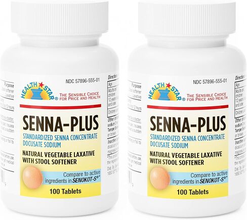 Senna Plus Natural Vegetable Laxative with Stool Softener, 100 tablets (Pack of 2) in Saudi Arabia