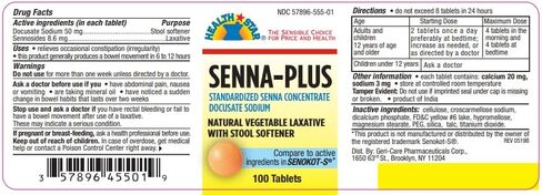 Senna Plus Natural Vegetable Laxative with Stool Softener, 100 tablets (Pack of 2) in Saudi Arabia