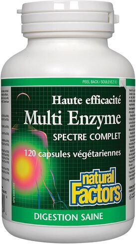 Natural Factors, High Potency Multi Enzyme Vegetarian Formula, Plant-Based Digestive Aid, 120 Capsules in Saudi Arabia