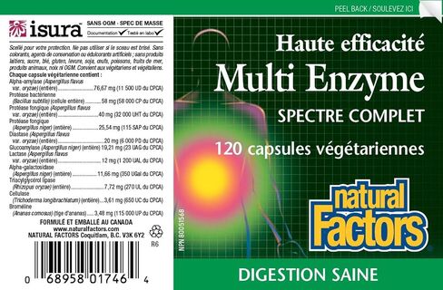 Natural Factors, High Potency Multi Enzyme Vegetarian Formula, Plant-Based Digestive Aid, 120 Capsules in Saudi Arabia