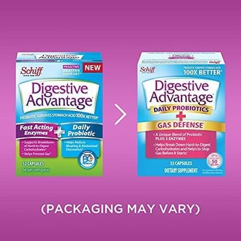 Digestive Advantage Fast Acting Enzymes Plus Daily Probiotic Capsules, (32 Count in A Box) - Helps Support Breakdown of Hard to Digest Foods & Helps Prevent Gas*, Supports Digestive & Immune Health* in Kuwait
