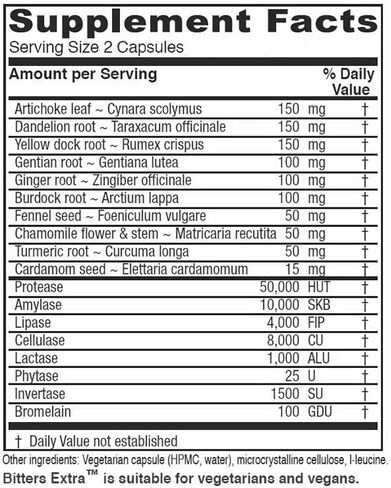 Vitanica Bitters Extra, Digestion Support, Vegan, 90 Capsules in Kuwait