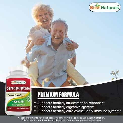 Best Naturals Serrapeptase 40000 SPUs 90 Vcaps (90 Count (Pack of 1)) in Kuwait