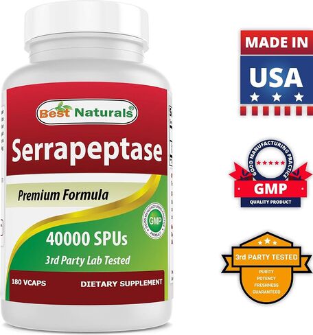 Best Naturals Serrapeptase 40000 SPUs 90 Vcaps (90 Count (Pack of 1)) in Kuwait