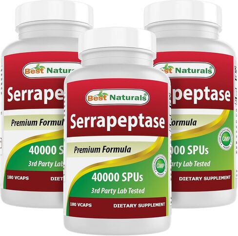 Best Naturals Serrapeptase 40000 SPUs 90 Vcaps (90 Count (Pack of 1)) in Kuwait
