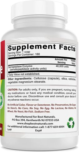 Best Naturals Serrapeptase 40000 SPUs 90 Vcaps (90 Count (Pack of 1)) in Kuwait