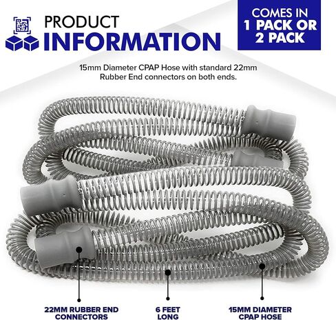 خرطوم أنابيب CPAP رفيع مقاس 72 بوصة - 6 أقدام - أنبوب CPAP - من MARS WELLNESS - عبوتان in Saudi Arabia