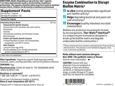 Klaire Labs Interfase - Multi-Enzyme Blend for GI Detoxification, Dairy-Free Formula (60 Vegetarian Capsules) in Kuwait