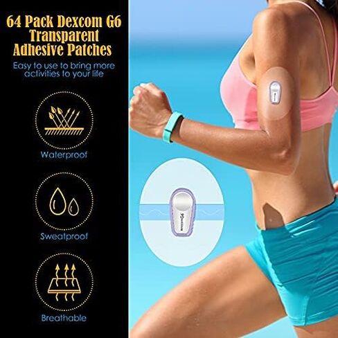 Shower Waterproof Patch Freestyle Transparent Adhesive Patches Waterproof Sensor Covers Precut Clear Protection Stickers Clear CGM Overpatch Tape Without Hole, Blue and Pink (60 Packs) in Kuwait