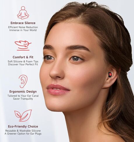 سدادات أذن ناعمة من MUSICOZY - تقليل الضوضاء بمقدار 35 ديسيبل، سدادات أذن سيليكون قابلة لإعادة الاستخدام للنوم والشخير والحفلات الموسيقية والطائرات - حماية السمع مع 10 أطراف أذن من السيليكون (XS/S/M/L) in Kuwait