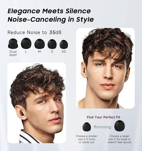 سدادات أذن ناعمة من MUSICOZY - تقليل الضوضاء بمقدار 35 ديسيبل، سدادات أذن سيليكون قابلة لإعادة الاستخدام للنوم والشخير والحفلات الموسيقية والطائرات - حماية السمع مع 10 أطراف أذن من السيليكون (XS/S/M/L) in Kuwait