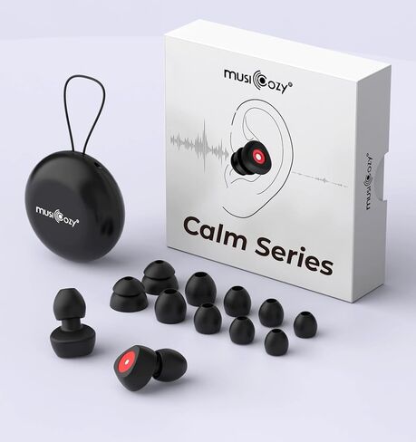 سدادات أذن ناعمة من MUSICOZY - تقليل الضوضاء بمقدار 35 ديسيبل، سدادات أذن سيليكون قابلة لإعادة الاستخدام للنوم والشخير والحفلات الموسيقية والطائرات - حماية السمع مع 10 أطراف أذن من السيليكون (XS/S/M/L) in Kuwait