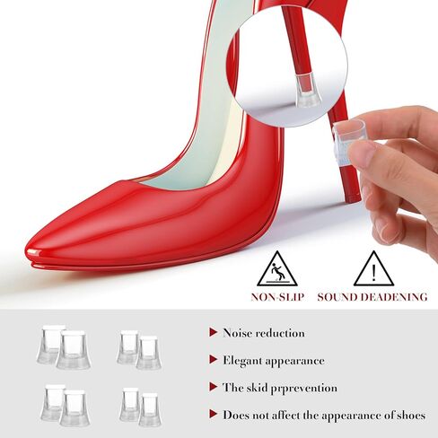 سيبا نعل واقي للكعب للاحذية، اغطية مطاطية، طقم اصلاح الاكواب والاكواب، مشبك للكعب السفلي، غطاء بديل للاحذية لحفلات الزفاف في الهواء الطلق والحديقة والحفلات، 4 مقاسات XS وS وM وL (6 ازواج اسود) in Kuwait