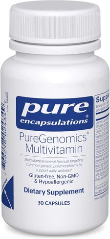 مغلفات نقية PureGenomics Multivitamin - مكمل لدعم المتطلبات الغذائية للتغيرات الجينية الشائعة - مع فيتامين A، B، C، D، E، K والمعادن - 60 كبسولة in Saudi Arabia