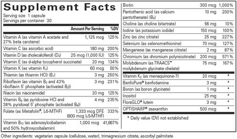مغلفات نقية PureGenomics Multivitamin - مكمل لدعم المتطلبات الغذائية للتغيرات الجينية الشائعة - مع فيتامين A، B، C، D، E، K والمعادن - 60 كبسولة in Saudi Arabia