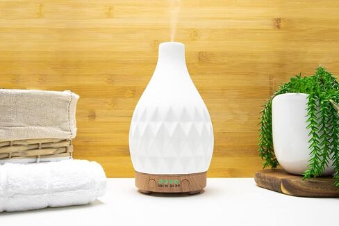 SG Essentials Ceramic Stone Ultrasonic Essential Oil Diffuser for Aromatherapy with Auto Shut-Off Function - Cool Mist Humidifier for Yoga Spa Office Bedroom Home – White in Saudi Arabia