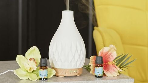 SG Essentials Ceramic Stone Ultrasonic Essential Oil Diffuser for Aromatherapy with Auto Shut-Off Function - Cool Mist Humidifier for Yoga Spa Office Bedroom Home – White in Saudi Arabia
