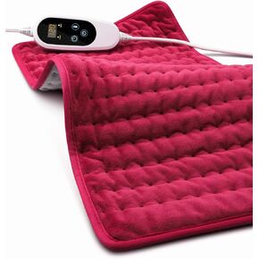 وسادة تسخين لتخفيف الآلام، وسادات تسخين كهربائية للتشنجات وتخفيف آلام الظهر، وسادة حرارية رطبة/جافة لألم الرقبة والكتف، هدايا للنساء والزوجة الأم، مقاس 24 × 12 بوصة كبيرة مع إيقاف تلقائي (أحمر) in Kuwait
