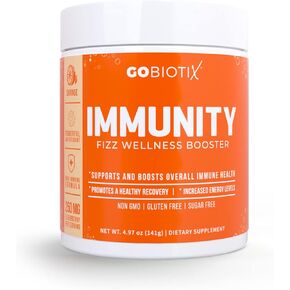 GOBIOTIX Immune Support Supplement - Immunity Defense Powder Wellness Booster - Vegan Superfood - Elderberry, Turmeric, Vitamin C Powder and B12 Vitamin Supplement, Non-GMO and Sugar Free (Orange) in Kuwait