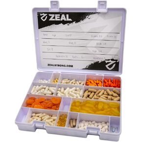 صندوق منظم وحقيبة تخزين للفيتامينات والمكملات الغذائية والأدوية الطبية. حامل آمن للسفر | مقصورات قابلة للتخصيص | حاوية مقاومة للسقوط | خالية من مادة BPA (صغيرة، بيضاء) in Kuwait