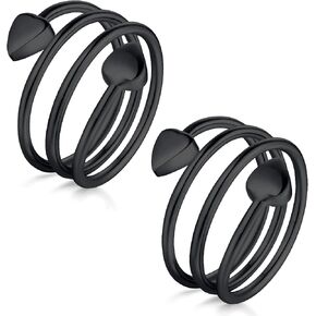 Lymphatic Drainage Therapeutic Magnetic Therapy Rings for Women,Adjustable Lymphatic Drainage Copper Magnetic Therapy Rings, Magnetic Lymph Detox Ring Love Heart Gift(2PCS) (Black & Sliver) in Saudi Arabia