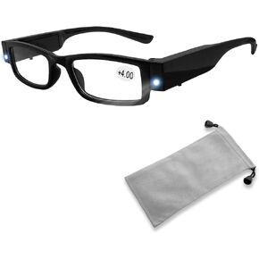 Led Readers for Men Women Reading Glasses With Light Magnifying Glasses with Light Led Magnifier Eyeglasses Nighttime Reader Compact Full Frame Eyewear Unisex Clear Vision Lighted Eye Glasses in Saudi Arabia