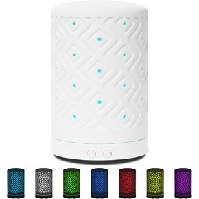 Essential Oil Diffusers Aromatherapy Humidifier: White Ceramic Aroma Infuser for Home Bedroom Office - Vaporizer for Room - Small Machine