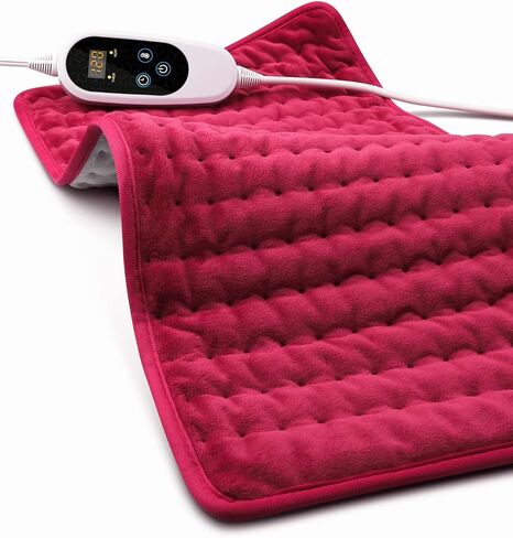 وسادة تسخين لتخفيف الآلام، وسادات تسخين كهربائية للتشنجات وتخفيف آلام الظهر، وسادة حرارية رطبة/جافة لألم الرقبة والكتف، هدايا للنساء والزوجة الأم، مقاس 24 × 12 بوصة كبيرة مع إيقاف تلقائي (أحمر) in Kuwait