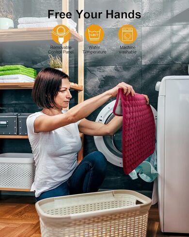 وسادة تسخين لتخفيف الآلام، وسادات تسخين كهربائية للتشنجات وتخفيف آلام الظهر، وسادة حرارية رطبة/جافة لألم الرقبة والكتف، هدايا للنساء والزوجة الأم، مقاس 24 × 12 بوصة كبيرة مع إيقاف تلقائي (أحمر) in Kuwait