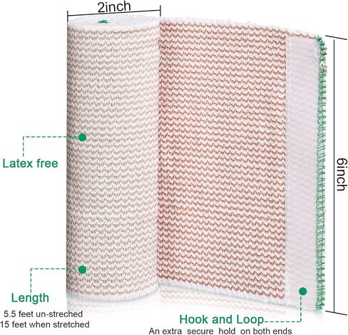 20 Pack Elastic Bandage Wrap with Self Closure on Both Ends Compression Bandage for Legs, Knees, Ankles, Wrists, Elbows, Shoulders, Athletic Stretchable Bandage Wrap (Blue Trim, 4 Inch) in Saudi Arabia