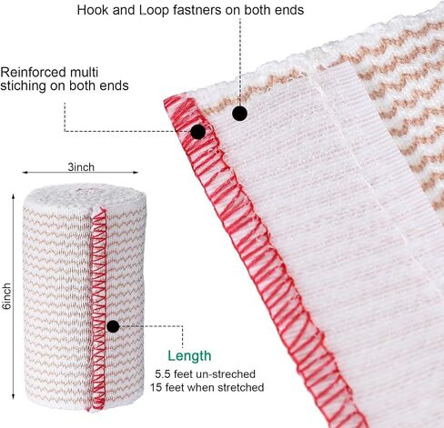20 Pack Elastic Bandage Wrap with Self Closure on Both Ends Compression Bandage for Legs, Knees, Ankles, Wrists, Elbows, Shoulders, Athletic Stretchable Bandage Wrap (Blue Trim, 4 Inch) in Saudi Arabia