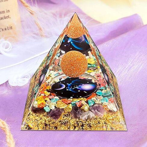 Crystal Pyramid,Lapis Lazuli Zodiac Aquarius Orgone Pyramid,Healing Crystal,Postive Energy Orgonite Crystal Healing for Yoga, Meditation, Stress Reduce (Aquarius) in Kuwait