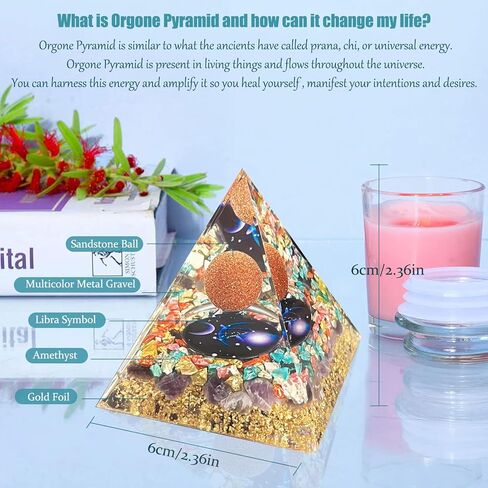 Crystal Pyramid,Lapis Lazuli Zodiac Aquarius Orgone Pyramid,Healing Crystal,Postive Energy Orgonite Crystal Healing for Yoga, Meditation, Stress Reduce (Aquarius) in Kuwait