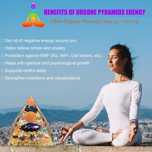 Crystal Pyramid,Lapis Lazuli Zodiac Aquarius Orgone Pyramid,Healing Crystal,Postive Energy Orgonite Crystal Healing for Yoga, Meditation, Stress Reduce (Aquarius) in Kuwait