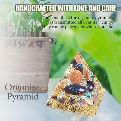 Crystal Pyramid,Lapis Lazuli Zodiac Aquarius Orgone Pyramid,Healing Crystal,Postive Energy Orgonite Crystal Healing for Yoga, Meditation, Stress Reduce (Aquarius) in Kuwait