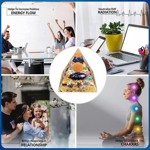 Crystal Pyramid,Lapis Lazuli Zodiac Aquarius Orgone Pyramid,Healing Crystal,Postive Energy Orgonite Crystal Healing for Yoga, Meditation, Stress Reduce (Aquarius) in Kuwait