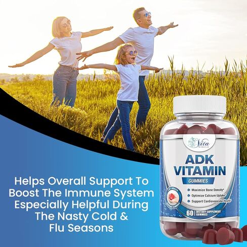 مكملات الفيتامينات ADK مع فيتامين د 5000 وحدة دولية، فيتامين أ 3000 وحدة دولية، فيتامين ك 500 ميكروجرام، فيتامين د ك يدعم قوة العظام، ADK 5 صحة القلب، K2 D3، تعزيز الجهاز المناعي وامتصاص الكالسيوم ADK2 in Kuwait