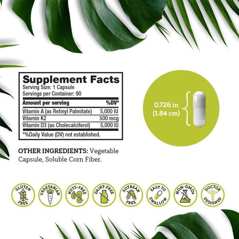 Doctors Scientific Organica DSO ADK - Vitamin A, Vitamin D3 & K2 - High Potency - Heart Health Support - Bone Health Support - A.D.K Supplement - Calcium Absorption Support - Gluten-Free- 90ct in Saudi Arabia