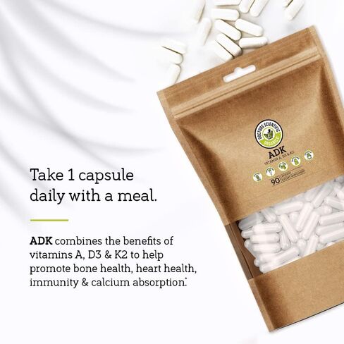 Doctors Scientific Organica DSO ADK - Vitamin A, Vitamin D3 & K2 - High Potency - Heart Health Support - Bone Health Support - A.D.K Supplement - Calcium Absorption Support - Gluten-Free- 90ct in Saudi Arabia