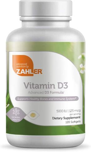 Zahler - Advanced Vitamin D3 5000 IU Softgels (250 Count) Kosher Vegetarian Friendly Vitamin D for Immune Support, Bone, Teeth & Muscle Health - Daily D3 Vitamin Supplement for Adults - Easy Swallow V in Kuwait