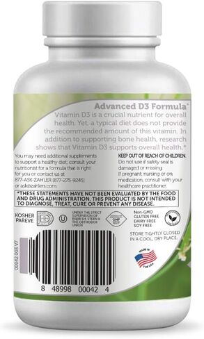 Zahler - Advanced Vitamin D3 5000 IU Softgels (250 Count) Kosher Vegetarian Friendly Vitamin D for Immune Support, Bone, Teeth & Muscle Health - Daily D3 Vitamin Supplement for Adults - Easy Swallow V in Kuwait