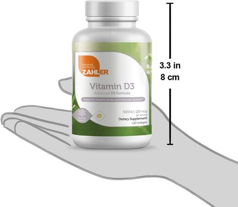 Zahler - Advanced Vitamin D3 5000 IU Softgels (250 Count) Kosher Vegetarian Friendly Vitamin D for Immune Support, Bone, Teeth & Muscle Health - Daily D3 Vitamin Supplement for Adults - Easy Swallow V in Kuwait