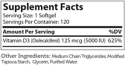 Zahler - Advanced Vitamin D3 5000 IU Softgels (250 Count) Kosher Vegetarian Friendly Vitamin D for Immune Support, Bone, Teeth & Muscle Health - Daily D3 Vitamin Supplement for Adults - Easy Swallow V in Kuwait